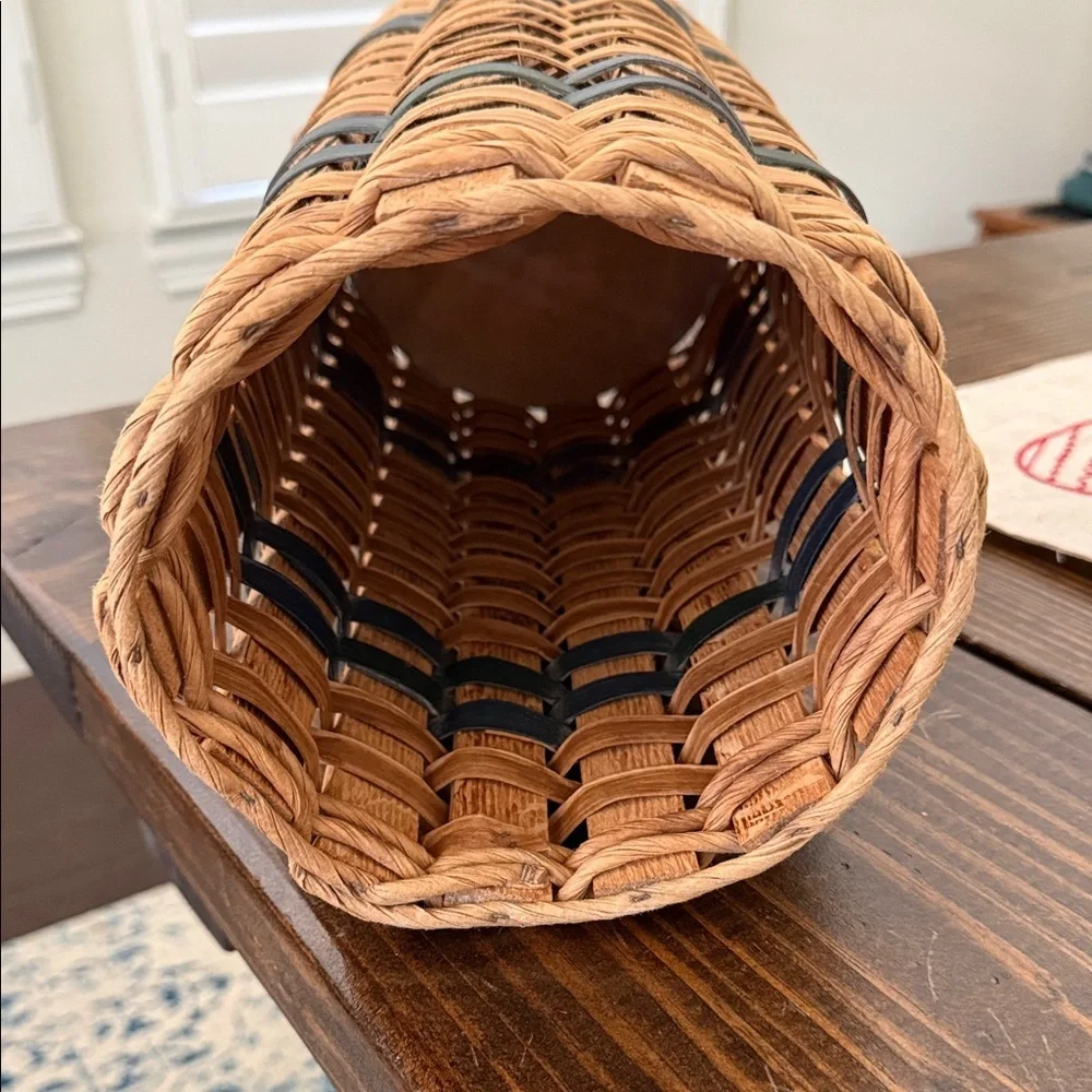 Longaberger Inspired Umbrella Basket with Brown and Green/Blue Weave